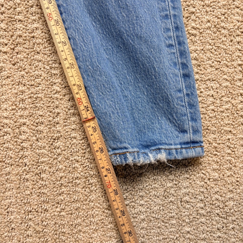 Levis 501 Original Fit High Rise Straight Leg Blue Distressed Jeans - Picture 10 of 11